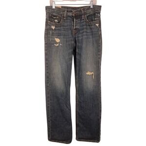 HOLLISTER Men's‎ 31x32 Classic Straight Jeans Button Fly Denim Distressed